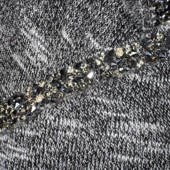 EUC Juicy Couture Cardigan Open Front Long Tunic Waterfall Rhinestone Gray Yoga - Picture 3 of 8